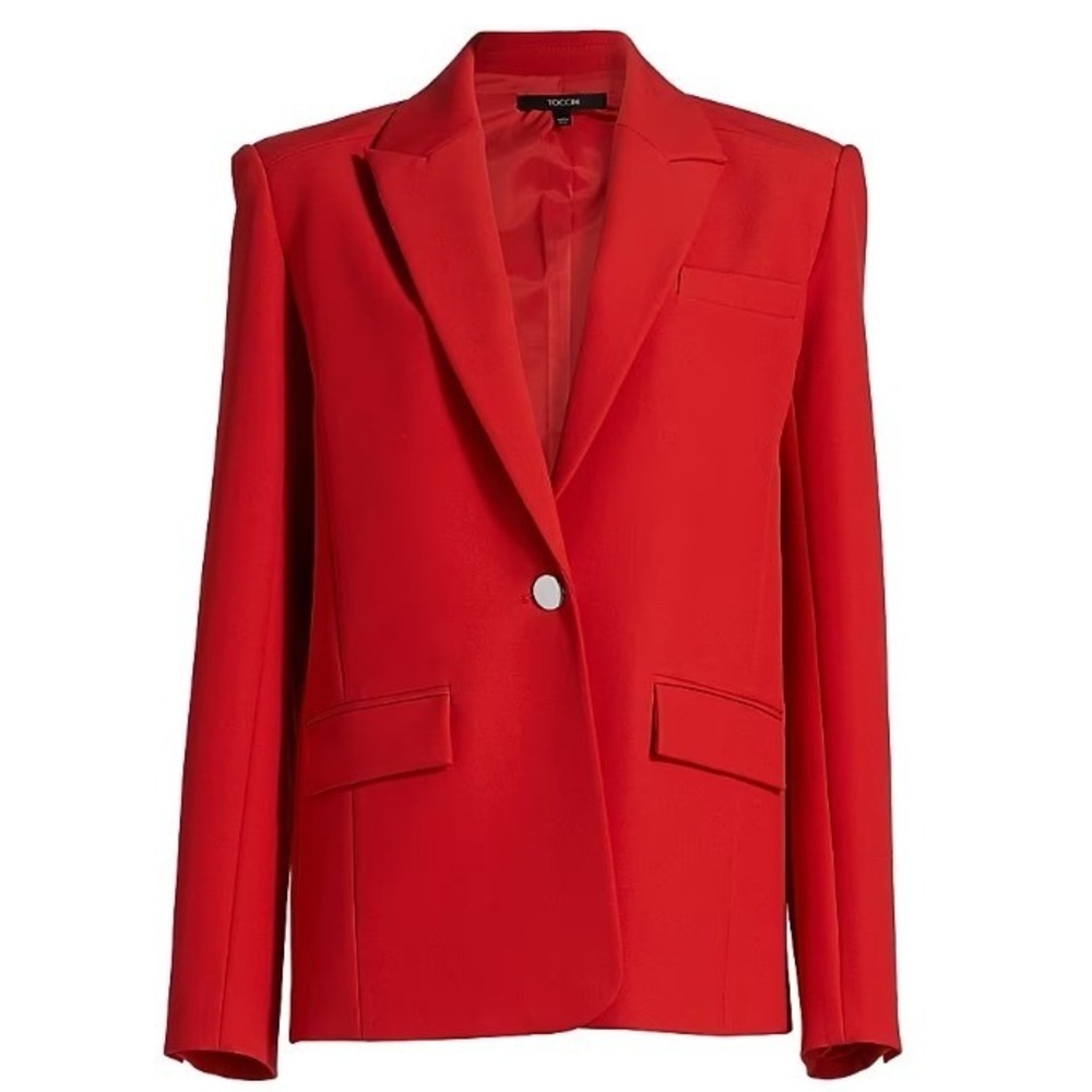 NWT TOCCIN Blazer Willa Boyfriend Blazer Women 8 Poppy Red Jacket